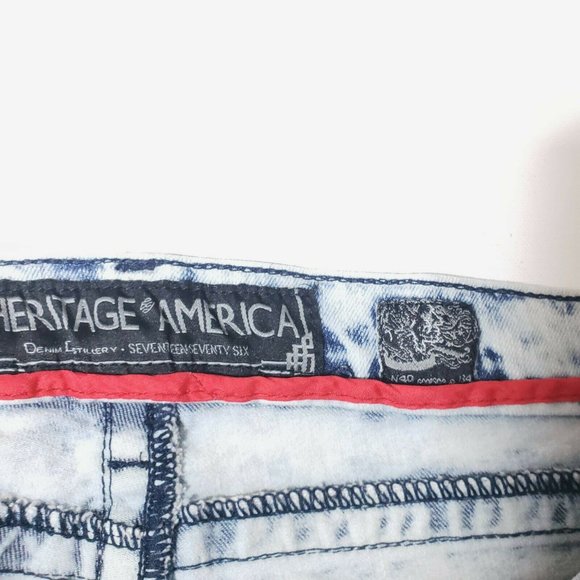 The Heritage America Men's Acid Wash Jeans Waist - Picture 5 of 10